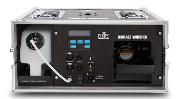 Amhaze whisper is the ideal haze machine for use in television studios and theatrical productions where discreet operation and rapid heat up time are key.